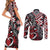 Aotearoa Maori Moko Art with Taniko Half Style Couples Matching Short Sleeve Bodycon Dress and Long Sleeve Button Shirt