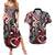 Aotearoa Maori Moko Art with Taniko Half Style Couples Matching Summer Maxi Dress and Hawaiian Shirt