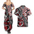 Aotearoa Maori Moko Art with Taniko Half Style Couples Matching Summer Maxi Dress and Hawaiian Shirt