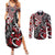 Aotearoa Maori Moko Art with Taniko Half Style Couples Matching Summer Maxi Dress and Long Sleeve Button Shirt