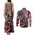 Aotearoa Maori Moko Art with Taniko Half Style Couples Matching Tank Maxi Dress and Long Sleeve Button Shirt