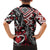 Aotearoa Maori Moko Art with Taniko Half Style Family Matching Off The Shoulder Long Sleeve Dress and Hawaiian Shirt