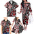 Aotearoa Maori Moko Art with Taniko Half Style Family Matching Off The Shoulder Long Sleeve Dress and Hawaiian Shirt