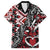 Aotearoa Maori Moko Art with Taniko Half Style Family Matching Off The Shoulder Long Sleeve Dress and Hawaiian Shirt