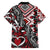 Aotearoa Maori Moko Art with Taniko Half Style Family Matching Off The Shoulder Long Sleeve Dress and Hawaiian Shirt