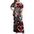 Aotearoa Maori Moko Art with Taniko Half Style Family Matching Off Shoulder Maxi Dress and Hawaiian Shirt