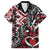 Aotearoa Maori Moko Art with Taniko Half Style Family Matching Off Shoulder Short Dress and Hawaiian Shirt