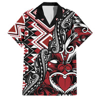 Aotearoa Maori Moko Art with Taniko Half Style Family Matching Short Sleeve Bodycon Dress and Hawaiian Shirt