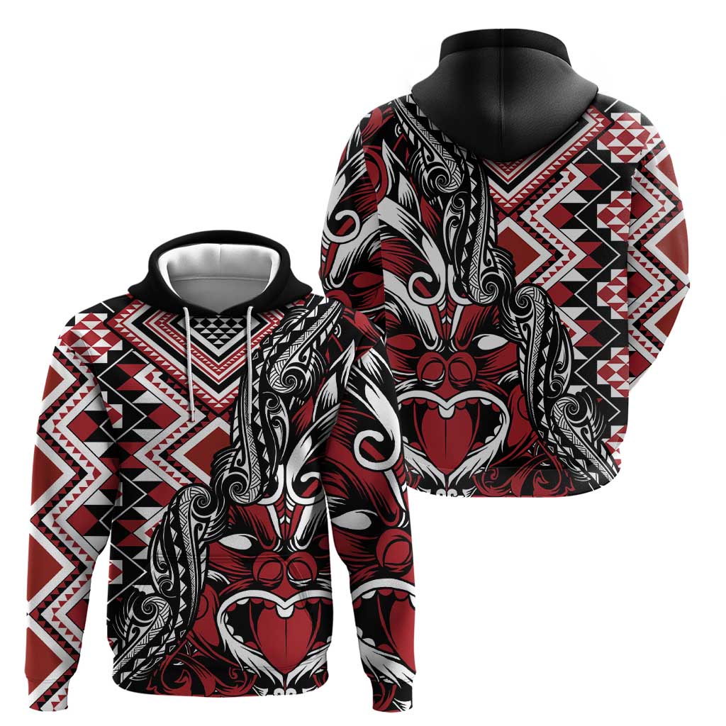 Aotearoa Maori Moko Art with Taniko Half Style Hoodie