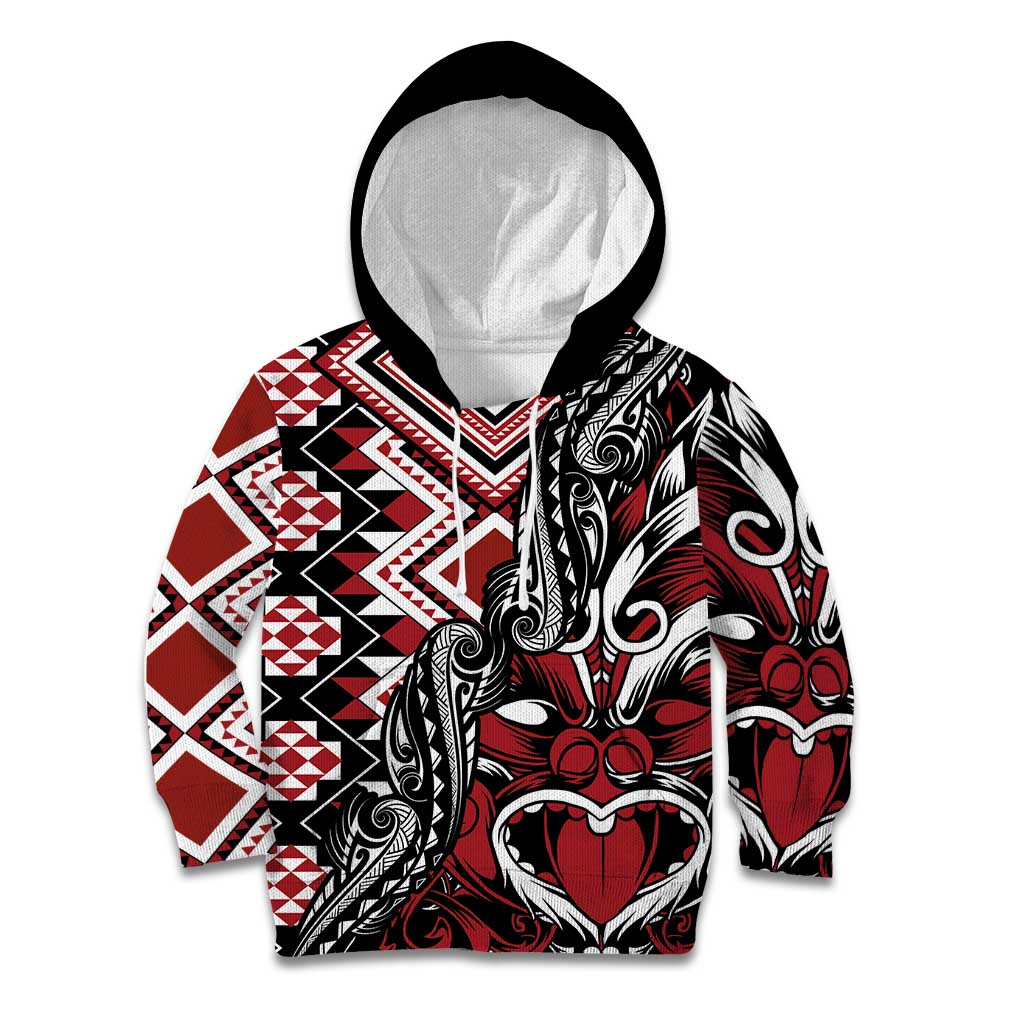 Aotearoa Maori Moko Art with Taniko Half Style Kid Hoodie