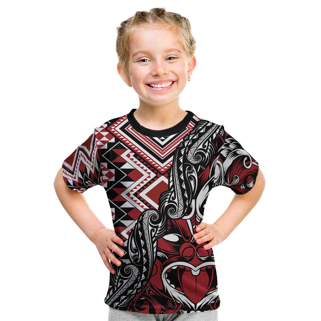 Aotearoa Maori Moko Art with Taniko Half Style Kid T Shirt