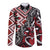 Aotearoa Maori Moko Art with Taniko Half Style Long Sleeve Button Shirt