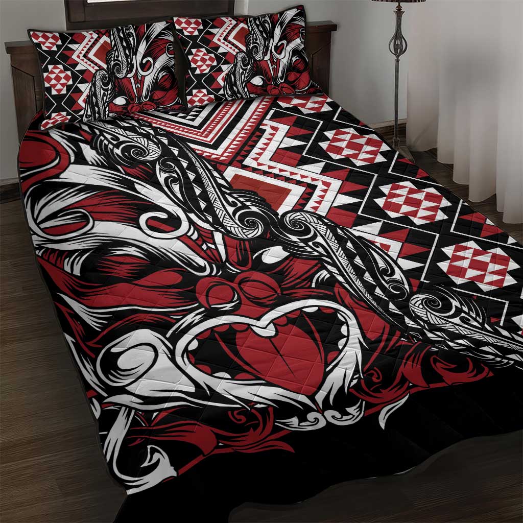 Aotearoa Maori Moko Art with Taniko Half Style Quilt Bed Set