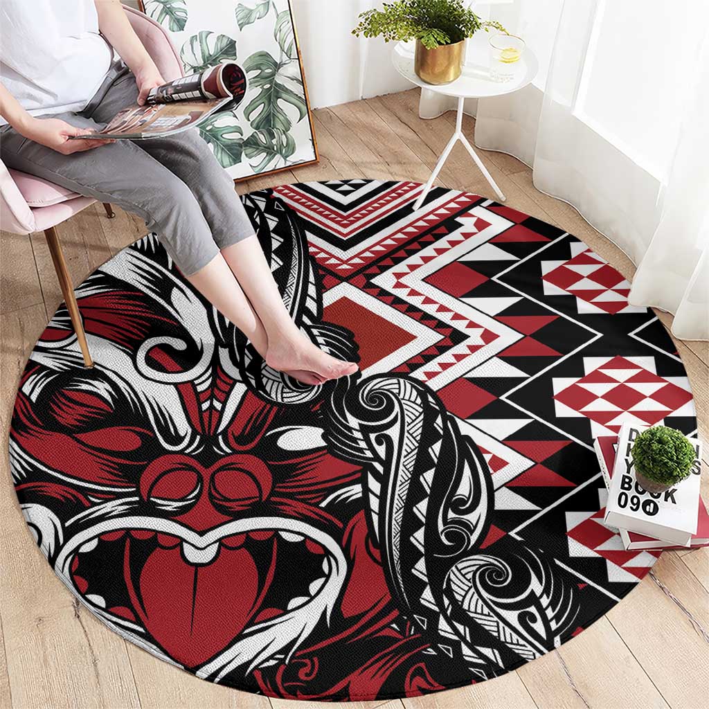 Aotearoa Maori Moko Art with Taniko Half Style Round Carpet