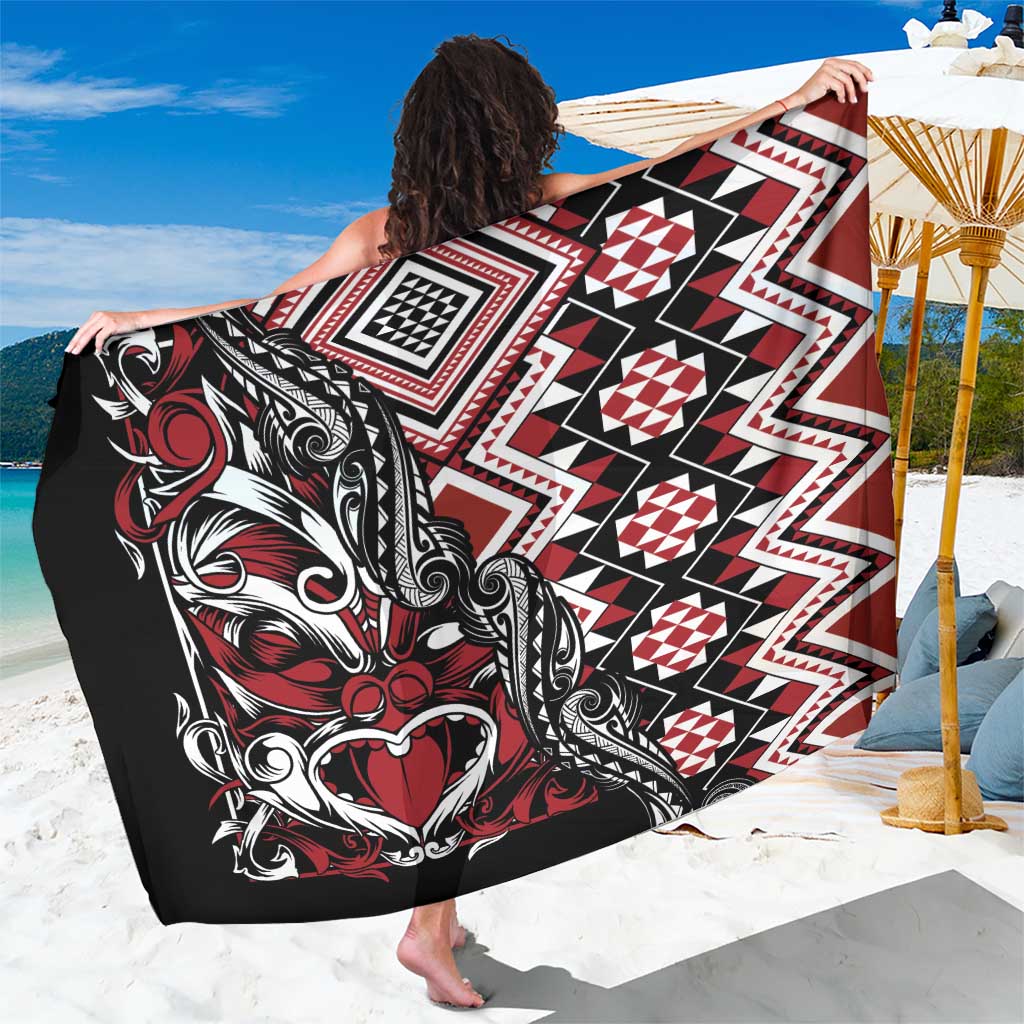 Aotearoa Maori Moko Art with Taniko Half Style Sarong