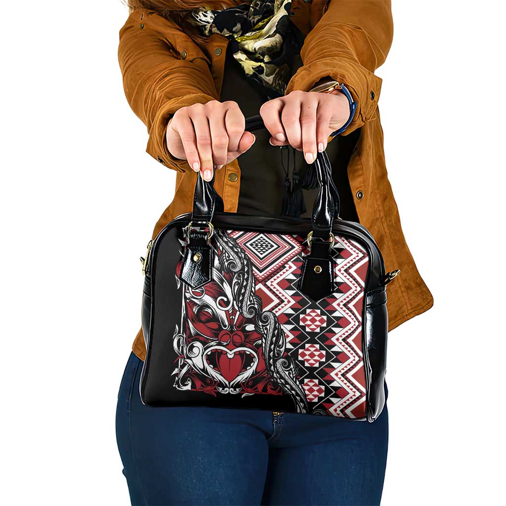 Aotearoa Maori Moko Art with Taniko Half Style Shoulder Handbag