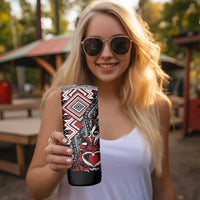 Aotearoa Maori Moko Art with Taniko Half Style Skinny Tumbler