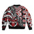 Aotearoa Maori Moko Art with Taniko Half Style Sleeve Zip Bomber Jacket