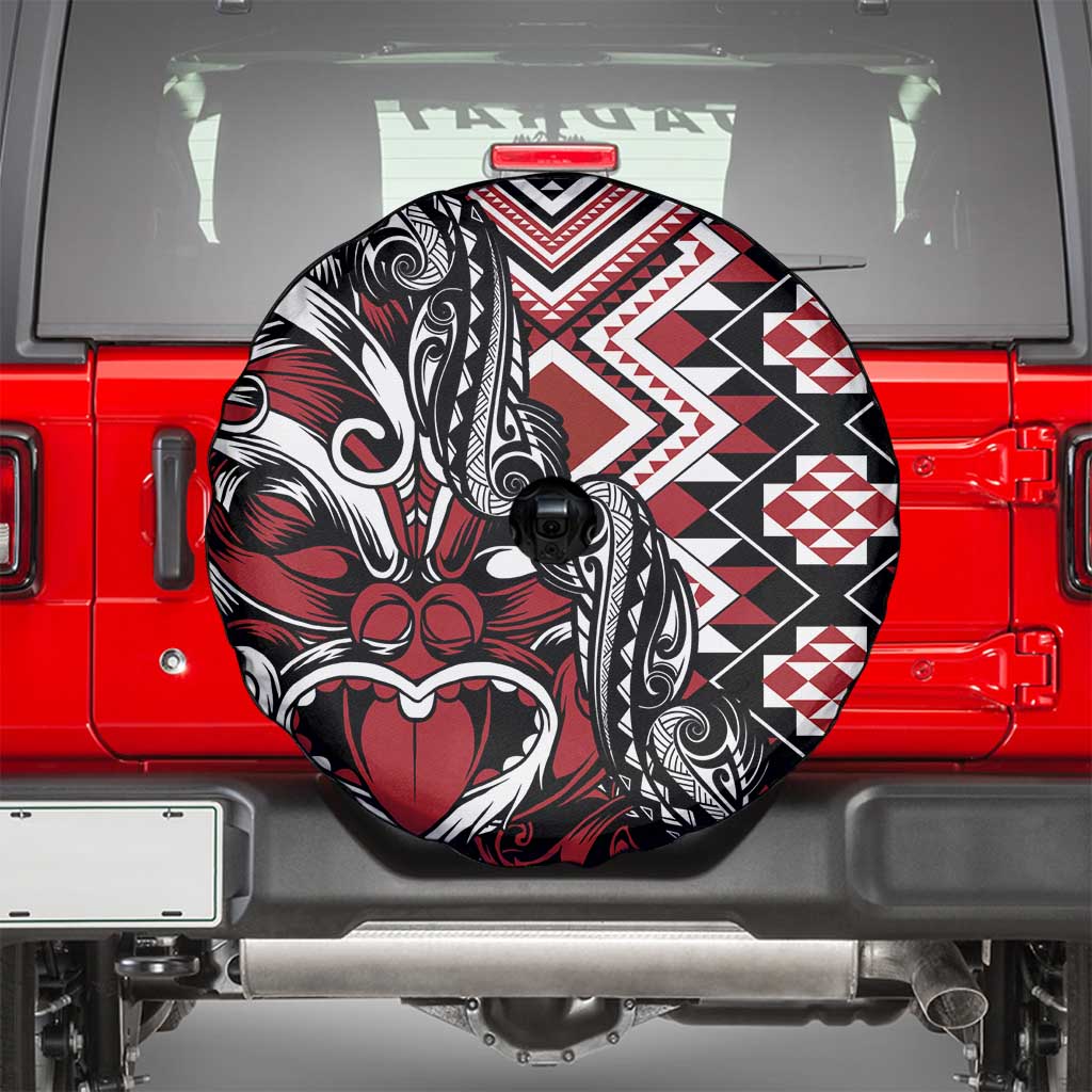 Aotearoa Maori Moko Art with Taniko Half Style Spare Tire Cover