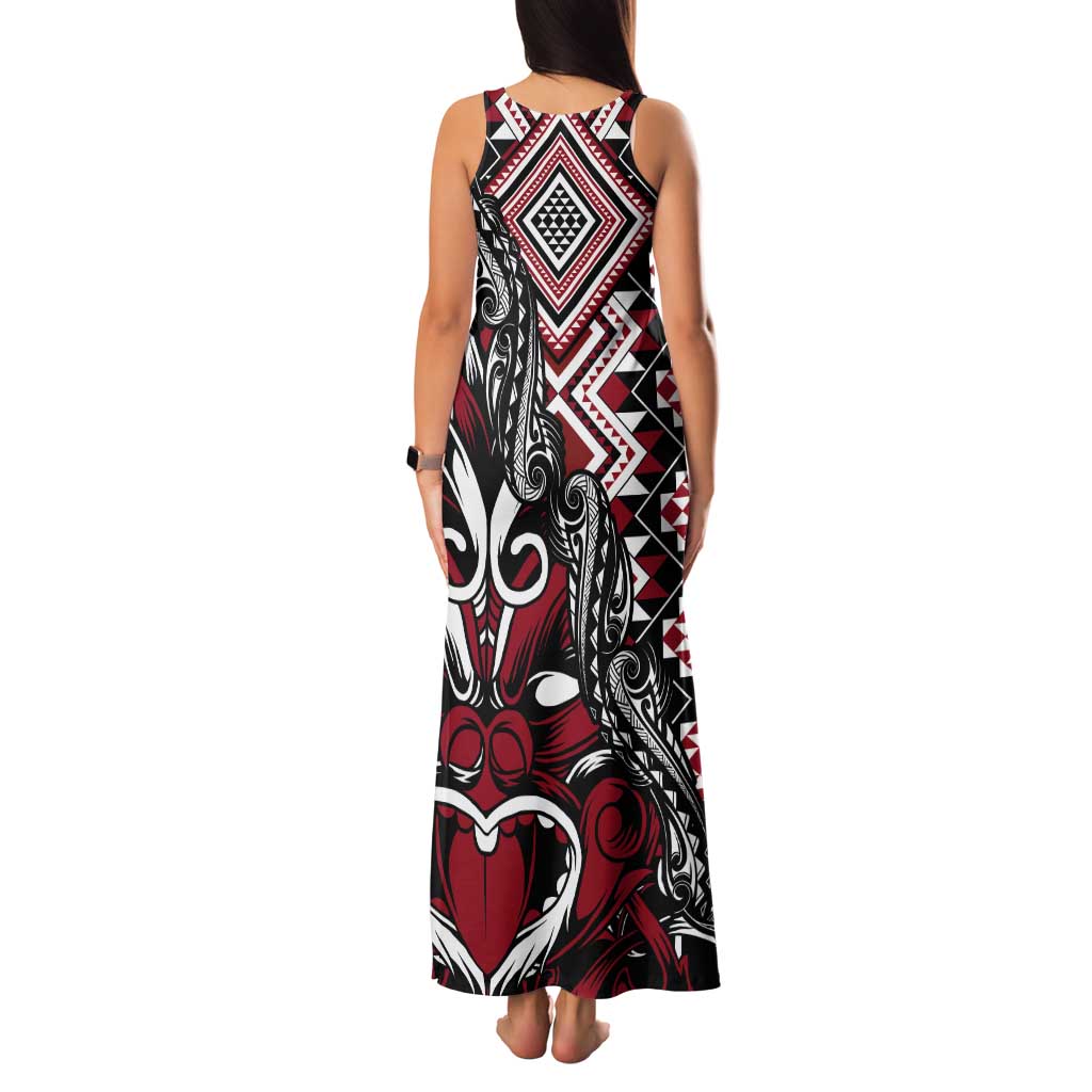 Aotearoa Maori Moko Art with Taniko Half Style Tank Maxi Dress