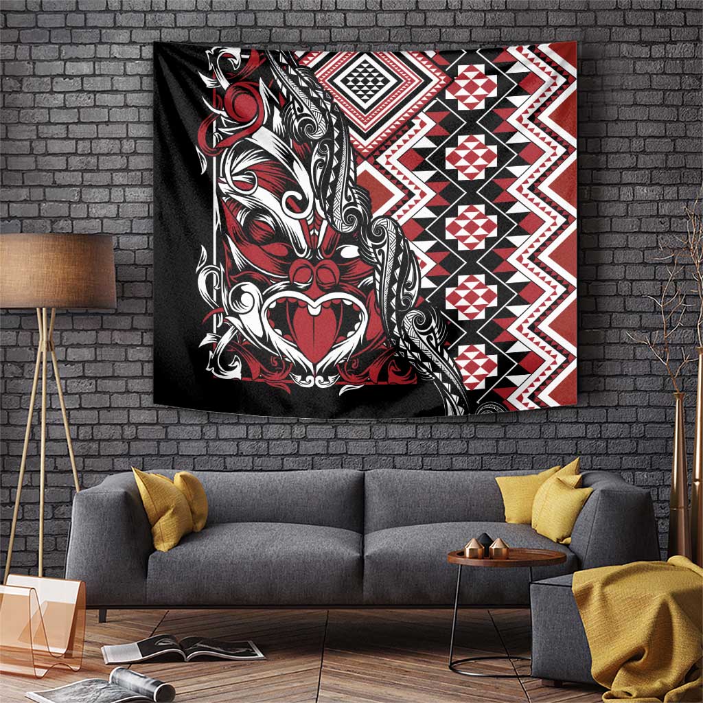 Aotearoa Maori Moko Art with Taniko Half Style Tapestry