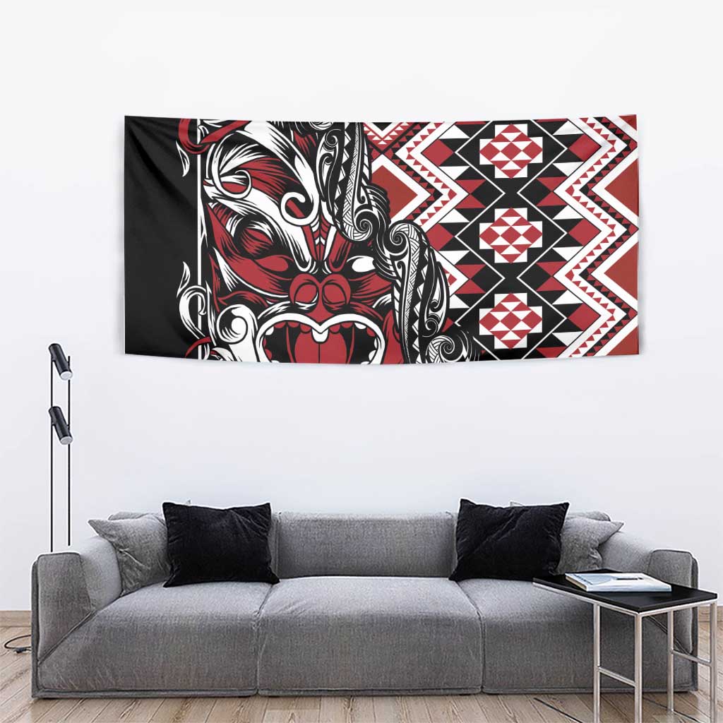 Aotearoa Maori Moko Art with Taniko Half Style Tapestry