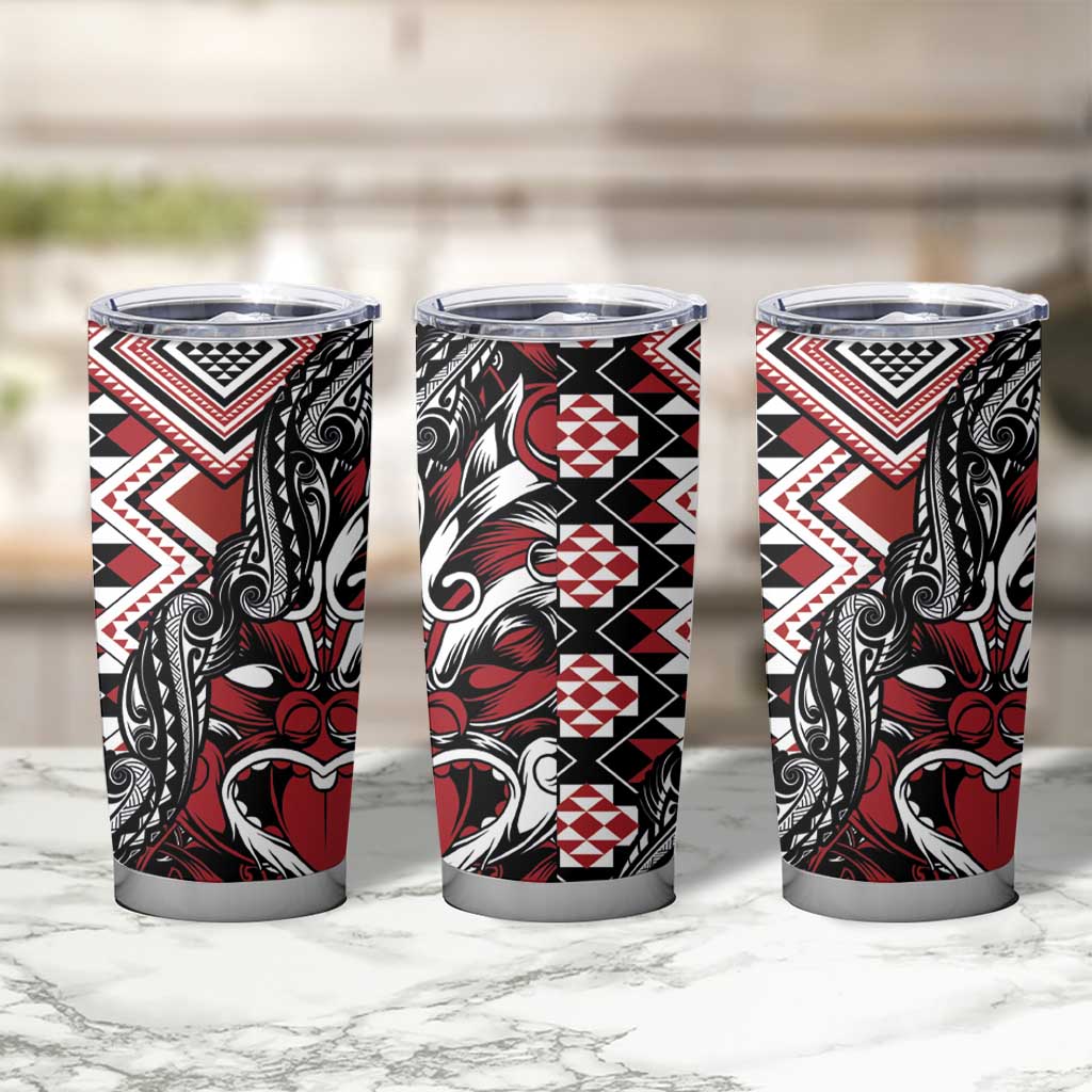 Aotearoa Maori Moko Art with Taniko Half Style Tumbler Cup