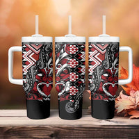Aotearoa Maori Moko Art with Taniko Half Style Tumbler With Handle