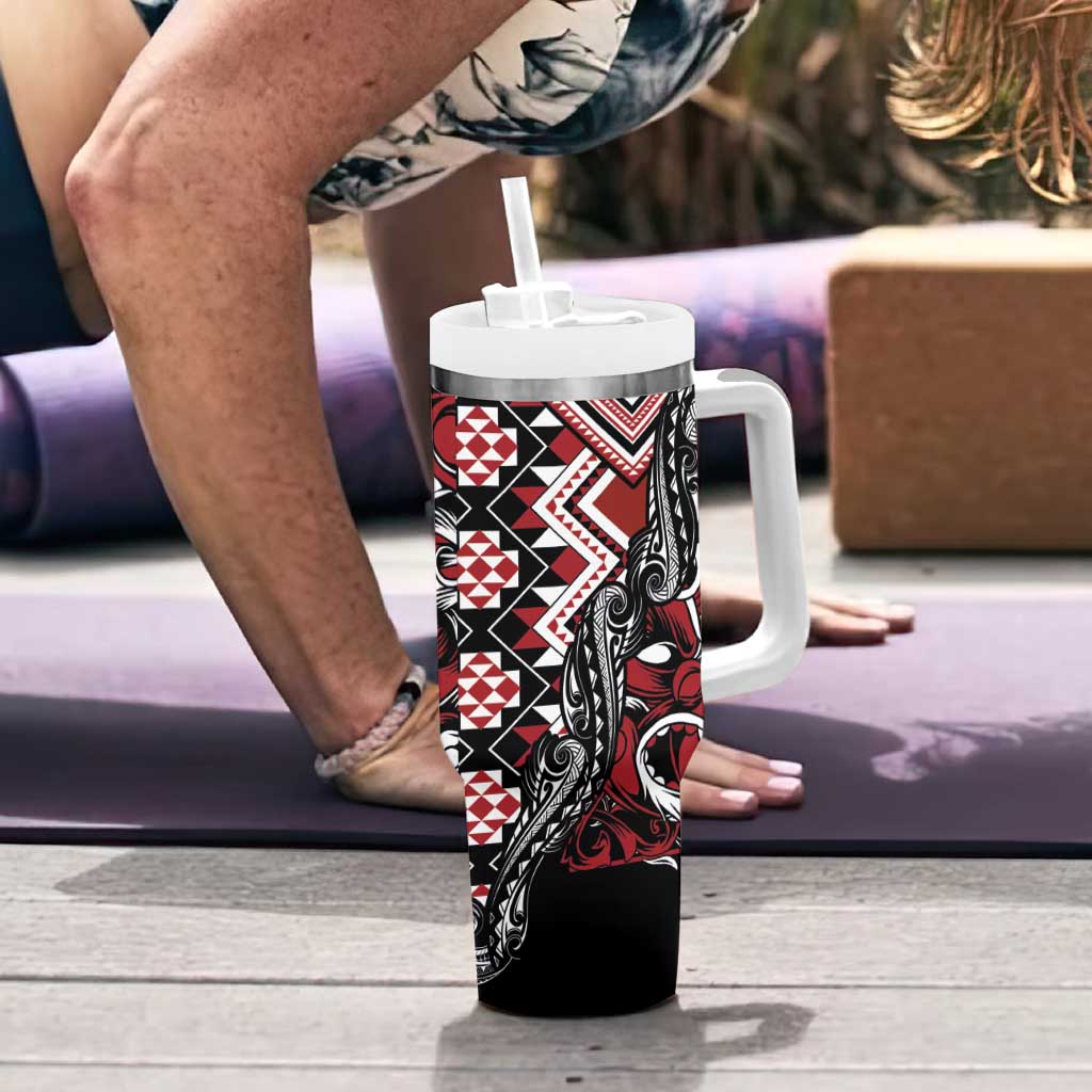 Aotearoa Maori Moko Art with Taniko Half Style Tumbler With Handle