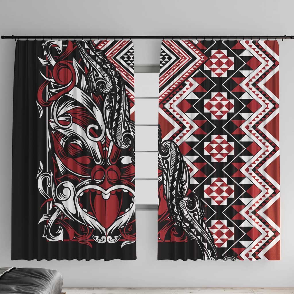 Aotearoa Maori Moko Art with Taniko Half Style Window Curtain