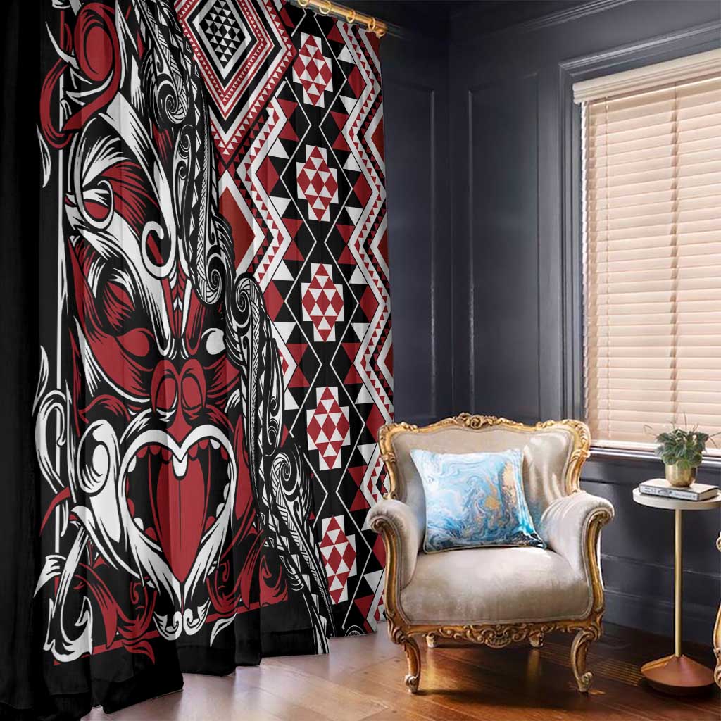 Aotearoa Maori Moko Art with Taniko Half Style Window Curtain
