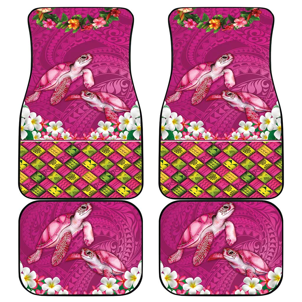 Hawaiian Lei Turtle and Plumeria Car Mats Polynerian Art Tattoo-Plum Pink Color