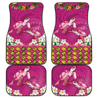 Hawaiian Lei Turtle and Plumeria Car Mats Polynerian Art Tattoo-Plum Pink Color