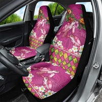 Hawaiian Lei Turtle and Plumeria Car Seat Cover Polynerian Art Tattoo-Plum Pink Color