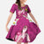 Hawaiian Lei Turtle and Plumeria Family Matching Long Sleeve Bodycon Dress and Hawaiian Shirt Polynerian Art Tattoo-Plum Pink Color
