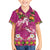 Hawaiian Lei Turtle and Plumeria Family Matching Long Sleeve Bodycon Dress and Hawaiian Shirt Polynerian Art Tattoo-Plum Pink Color