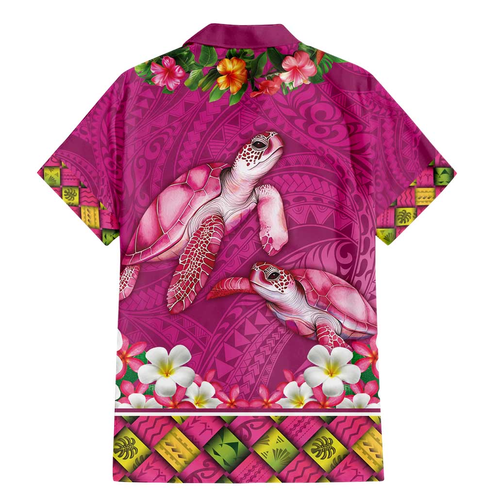 Hawaiian Lei Turtle and Plumeria Family Matching Mermaid Dress and Hawaiian Shirt Polynerian Art Tattoo-Plum Pink Color