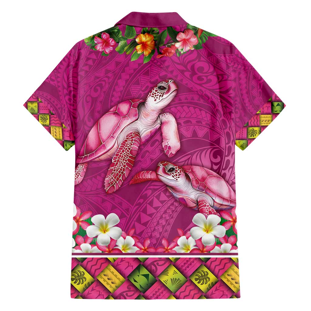 Hawaiian Lei Turtle and Plumeria Family Matching Summer Maxi Dress and Hawaiian Shirt Polynerian Art Tattoo-Plum Pink Color