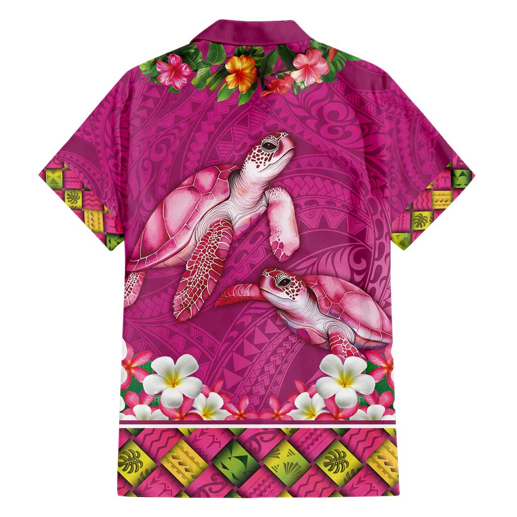 Hawaiian Lei Turtle and Plumeria Hawaiian Shirt Polynerian Art Tattoo-Plum Pink Color