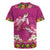 Hawaiian Lei Turtle and Plumeria Rugby Jersey Polynerian Art Tattoo-Plum Pink Color