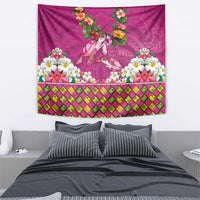 Hawaiian Lei Turtle and Plumeria Tapestry Polynerian Art Tattoo-Plum Pink Color