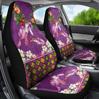Hawaiian Lei Turtle and Plumeria Car Seat Cover Polynerian Art Tattoo-Mauve Color