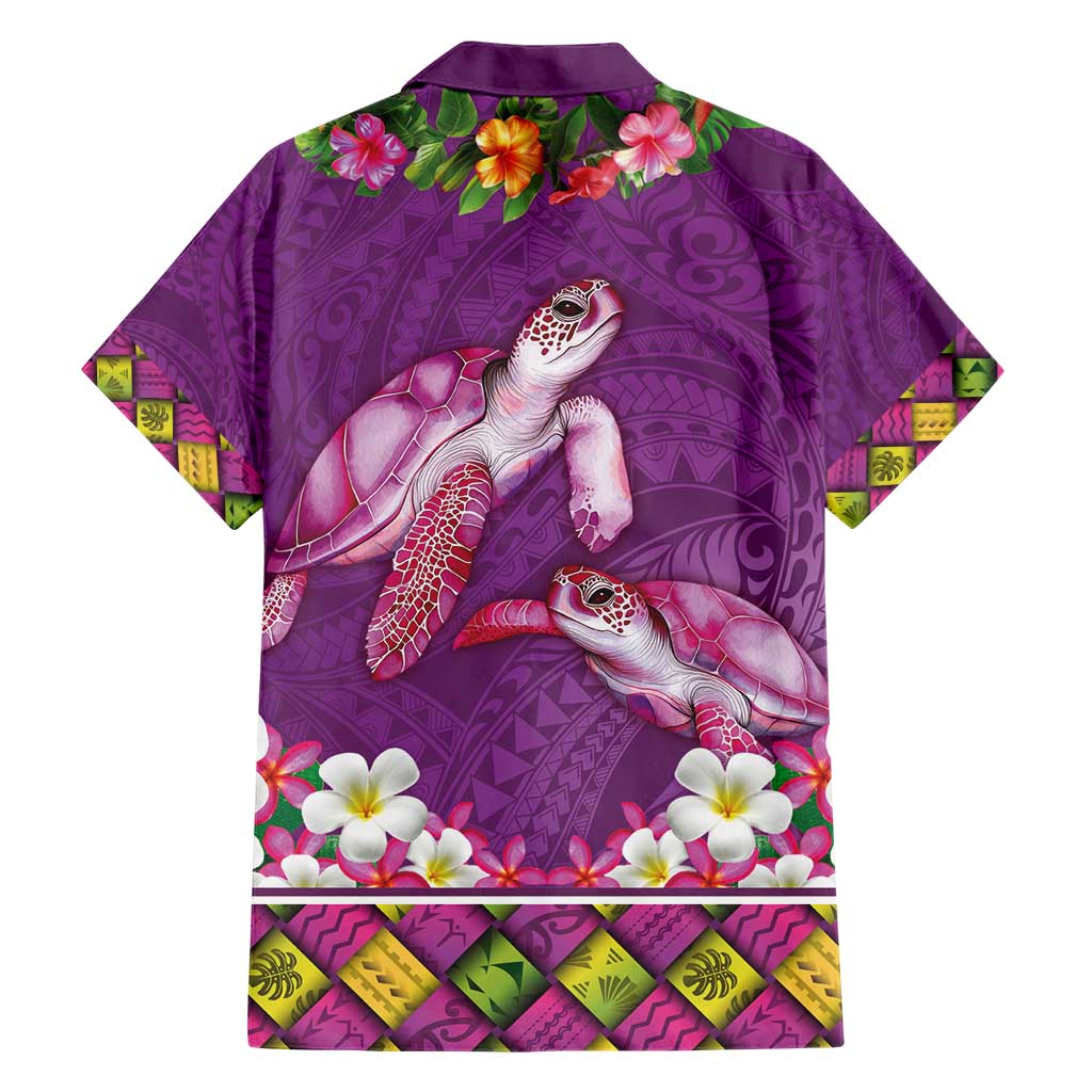 Hawaiian Lei Turtle and Plumeria Family Matching Short Sleeve Bodycon Dress and Hawaiian Shirt Polynerian Art Tattoo-Mauve Color