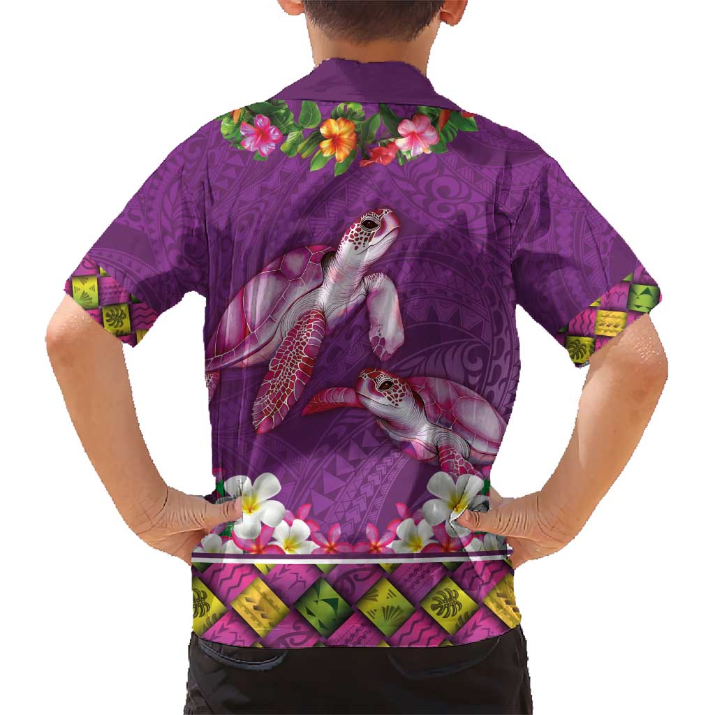 Hawaiian Lei Turtle and Plumeria Hawaiian Shirt Polynerian Art Tattoo-Mauve Color