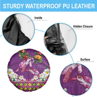 Hawaiian Lei Turtle and Plumeria Spare Tire Cover Polynerian Art Tattoo-Mauve Color