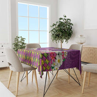 Hawaiian Lei Turtle and Plumeria Tablecloth Polynerian Art Tattoo-Mauve Color