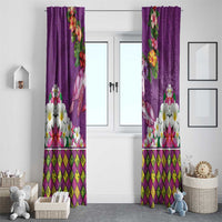 Hawaiian Lei Turtle and Plumeria Window Curtain Polynerian Art Tattoo-Mauve Color