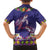 Hawaiian Lei Turtle and Plumeria Family Matching Long Sleeve Bodycon Dress and Hawaiian Shirt Polynerian Art Tattoo-Navy Color
