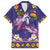 Hawaiian Lei Turtle and Plumeria Family Matching Long Sleeve Bodycon Dress and Hawaiian Shirt Polynerian Art Tattoo-Navy Color
