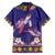 Hawaiian Lei Turtle and Plumeria Family Matching Long Sleeve Bodycon Dress and Hawaiian Shirt Polynerian Art Tattoo-Navy Color